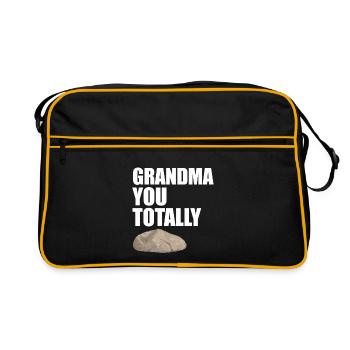Grannysaur Lustige rosa Dinosaurier-Oma-Kunst - Retro Tasche - Schwarz/Gold - Vorne