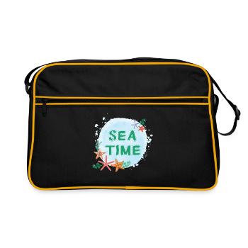 Sea Time Wasserfarben-Design - Retro Tasche - Schwarz/Gold - Vorne