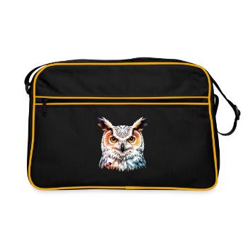 Snowy Owl White Owl Owl Owl Owl Snow Owl - Retro Bag - black/gold - Front