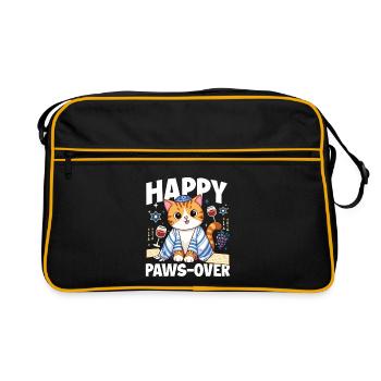 Happy Paws-Over-Katzenliebhaber Lustiges Passahfest - Retro Tasche - Schwarz/Gold - Vorne