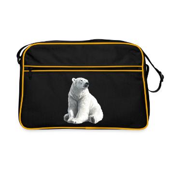 Polar Bär Illustration Eislicht - Retro Tasche - Schwarz/Gold - Vorne