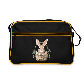 Joyeux lapin de Pâques dans le panier - Sac Retro - noir/or - Devant