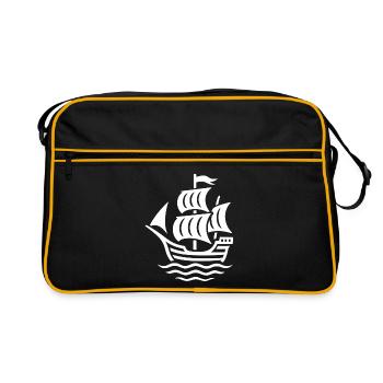 Viking Ship Cog - Nordic Sailing Ship - Retro Bag - black/gold - Front