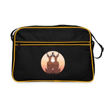 Deux cerfs dans le cercle du soir - Sac Retro - noir/or - Devant