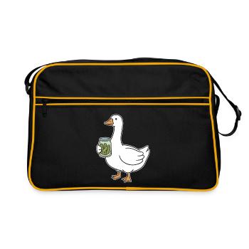 Duck with Mason Jar Cucumbers - Retro Bag - black/gold - Front