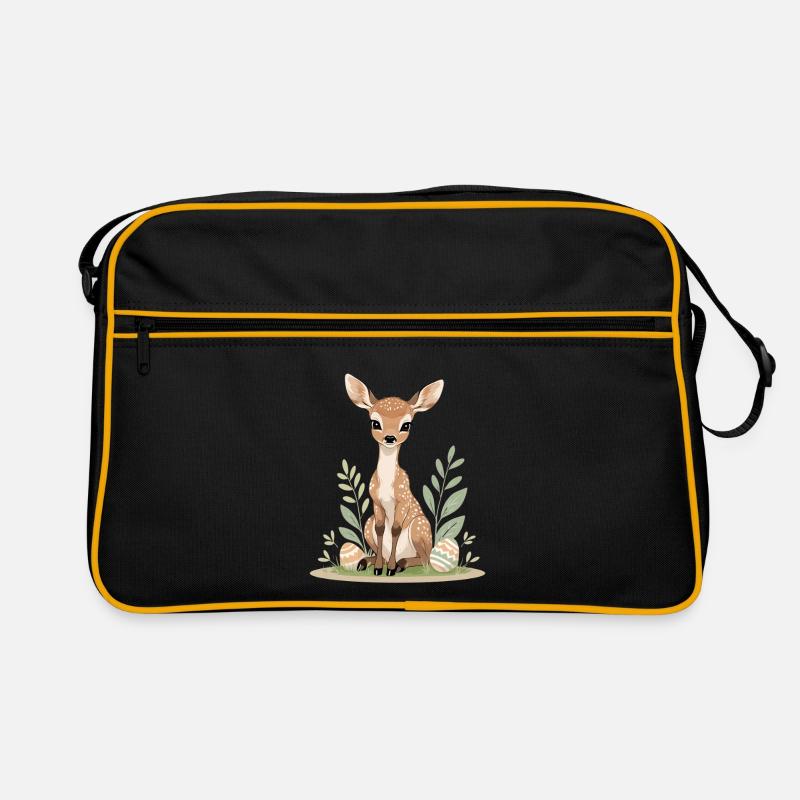 Rehkitz im Frühling mit Blättern Retro Tasche