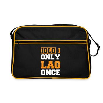 YOLO I Only LAG Once Gamer Quote Design - Retro Bag - black/gold - Front
