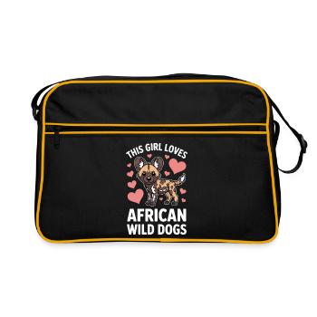 Cadeau amusant des expressions du chien sauvage africain - Sac Retro - noir/or - Devant