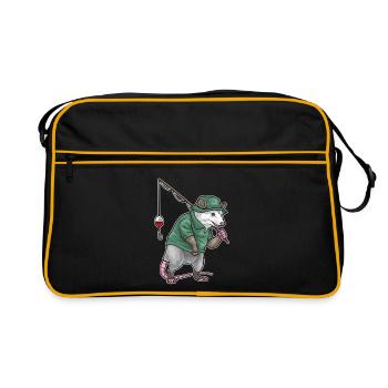 Beutelratte Angler Angelrute Angeln - Retro Tasche - Schwarz/Gold - Vorne