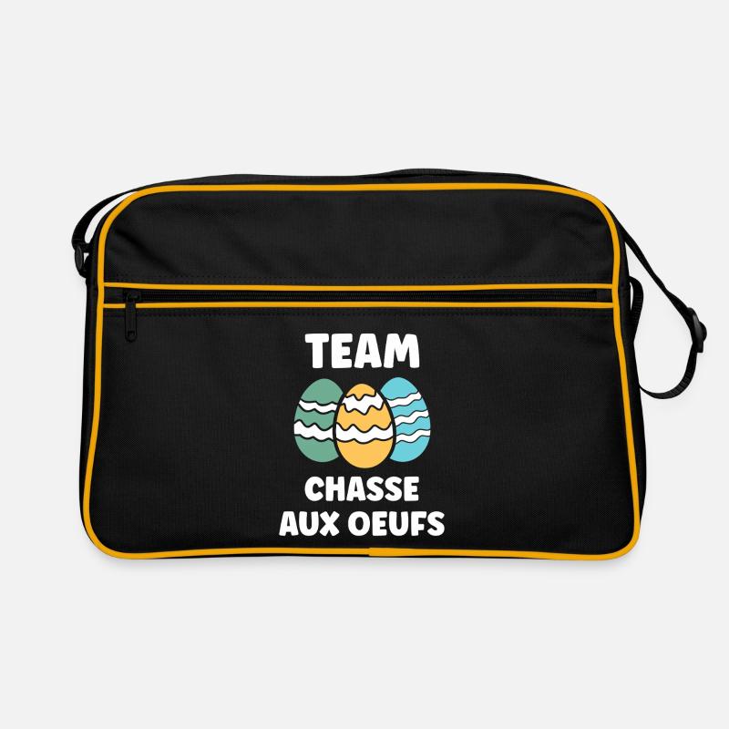 Ostern, Eiersuche - Retro Tasche - Schwarz/Gold