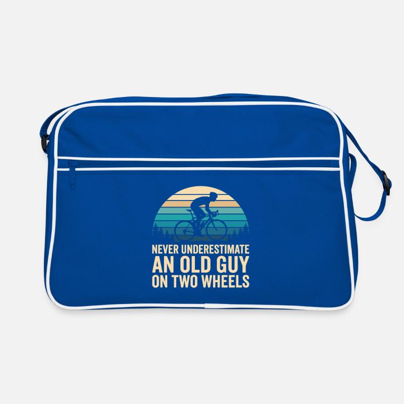 Motif de silhouette de cycliste à rayures de coucher de soleil Sac Retro