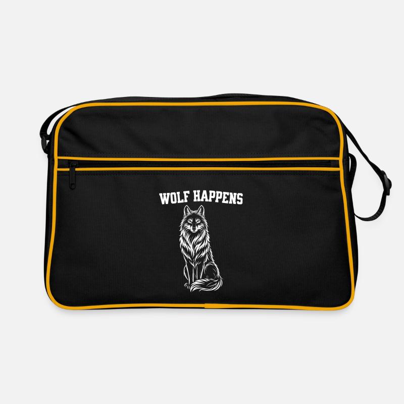 Wolf Silhouette - Wolf happens Spruch Retro Tasche