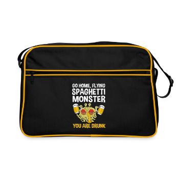 Flying Spaghetti Monster Pastafari FSM Atheist - Retro Tasche - Schwarz/Gold - Vorne
