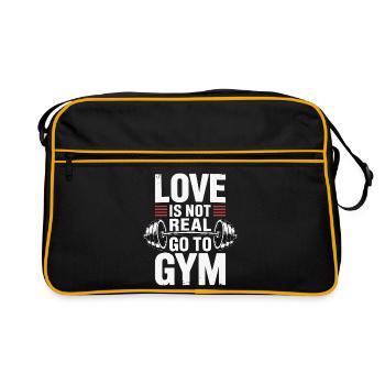 Love is not real - off to the gym design - Retro Bag - black/gold - Front