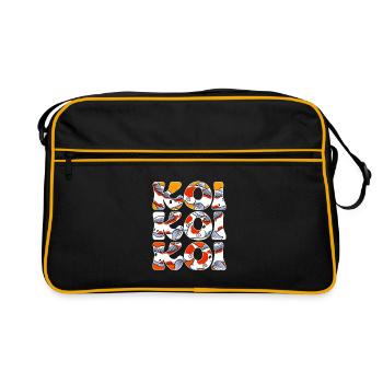 Koi Koi Koi Koi Koi Fisch Koi Karpfen - Retro Tasche - Schwarz/Gold - Vorne