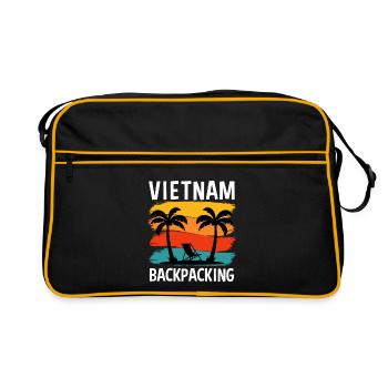Vietnam Backpacking Retro Travel Art - Retro Tasche - Schwarz/Gold - Vorne