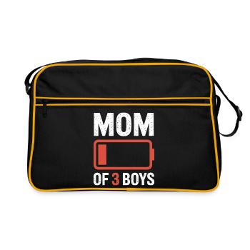Batterie-Grafik von Mutter von 3 Jungen - Retro Tasche - Schwarz/Gold - Vorne