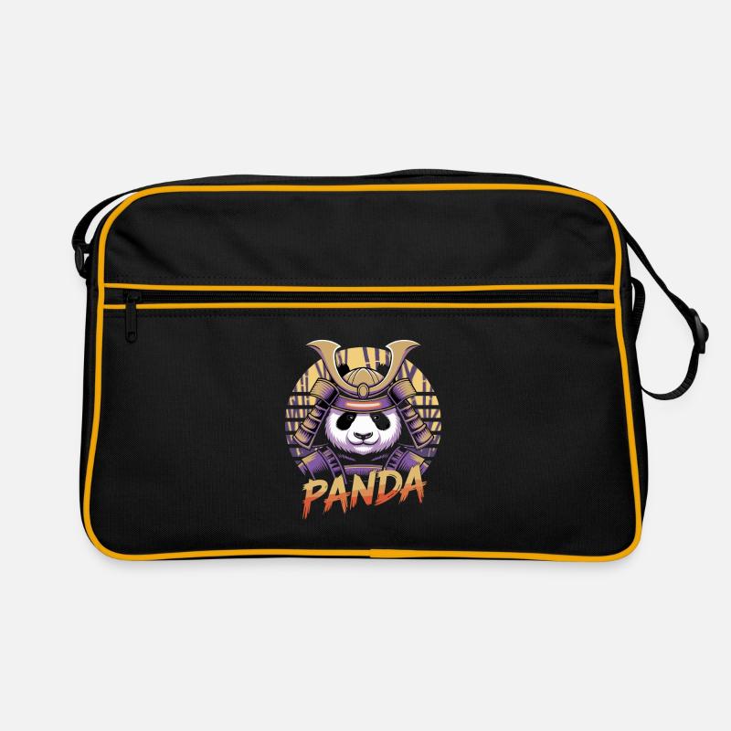 Kriegerischer Panda Samurai Illustration Retro Tasche