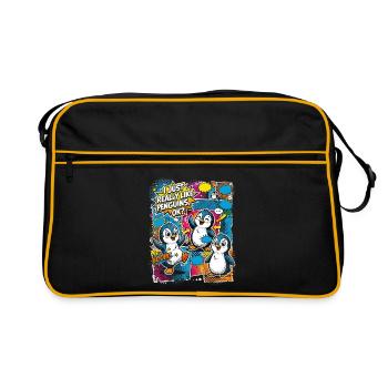 Penguin Pop Art Comic Collage - Retro Bag - black/gold - Front