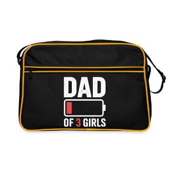 Dad of Three Girls Battery Icon Tee - Retro Bag - black/gold - Front