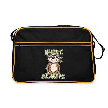 Hurry Be Happy Sloth - Retro Bag - black/gold - Front