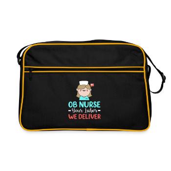 Schwangerschaft Krankenhaus Krankenschwester - Retro Tasche - Schwarz/Gold - Vorne