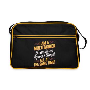 Multitasker Sprüche Sarkasmus Bürohumor Geschenk - Retro Tasche - Schwarz/Gold - Vorne