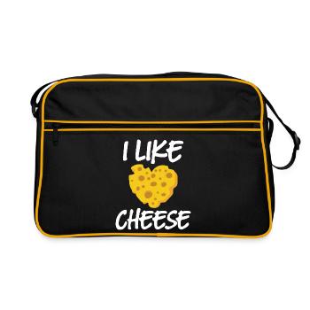 J’adore le fromage, j’aime le fromage, fromage, chef cuisinier, f - Sac Retro - noir/or - Devant