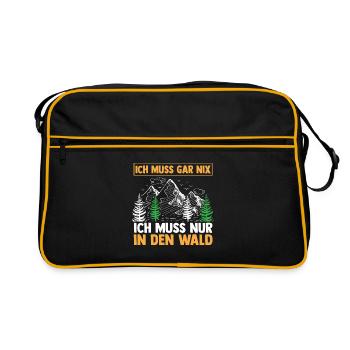 Jagd Jagen Waidmann Jäger - Retro Tasche - Schwarz/Gold - Vorne