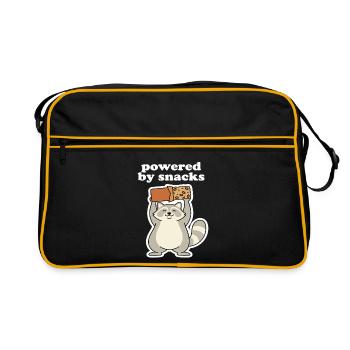 Powered by Snacks Raccoon Motif - Retro Bag - black/gold - Front