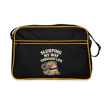 Profiter de la vie | Mignonne fourmilier - Sac Retro - noir/or - Devant