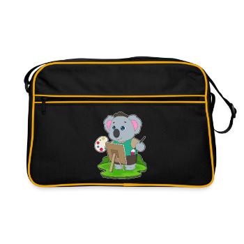 Koala Painter Brush Painting - Retro Bag - black/gold - Front