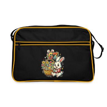 Lapin de Pâques avec œuf de Pâques coloré 67 - Sac Retro - noir/or - Devant