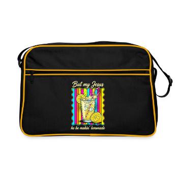 Jesus macht Limonade – Bunter Retro-Print - Retro Tasche - Schwarz/Gold - Vorne