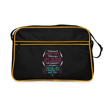 Night Shift Nurse Hospital Nursing - Retro Bag - black/gold - Front