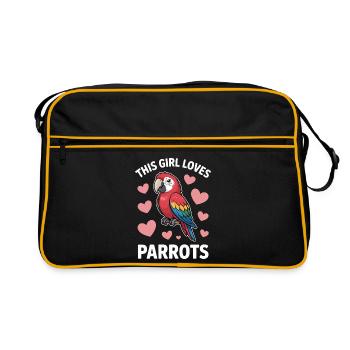 Papagei Sprüche Papagei Lustiges Papagei Geschenk  - Retro Tasche - Schwarz/Gold - Vorne
