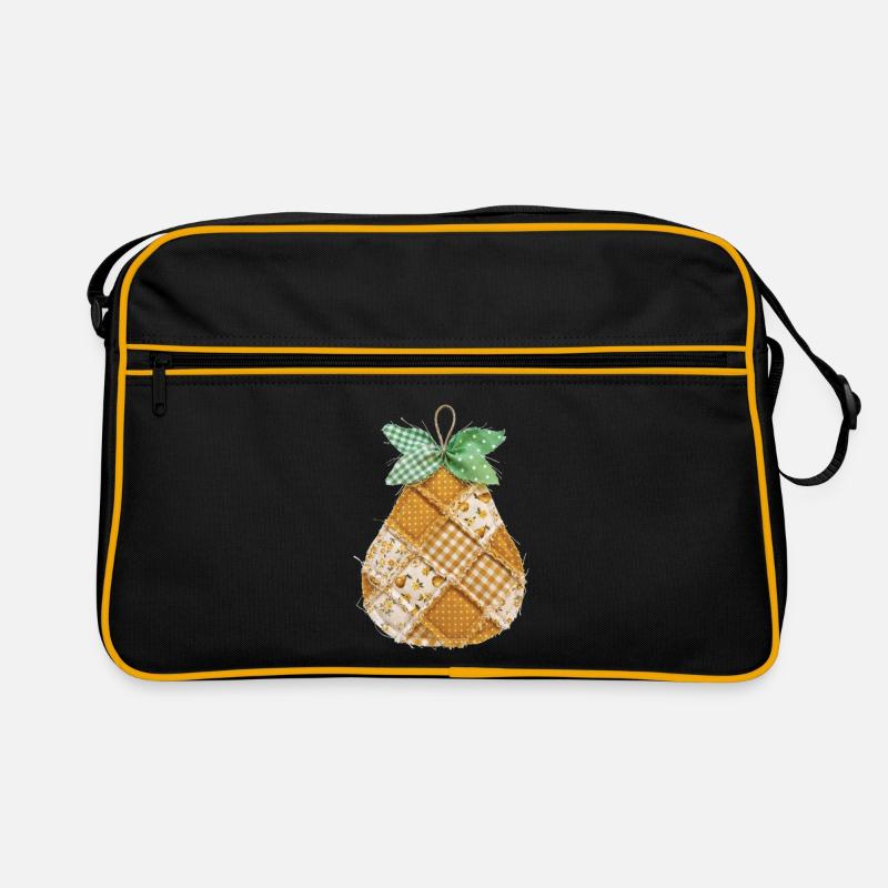 Faux Patchwork Pear Fruit Vintage-Quilt Retro Tasche