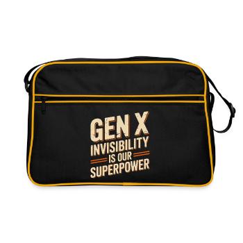 Gen X – Invisibility is our superpower - Retro Bag - black/gold - Front