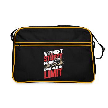  Wer Nicht Stürzt Fährt Fährt Nicht Am Limit - Retro Tasche - Schwarz/Gold - Vorne