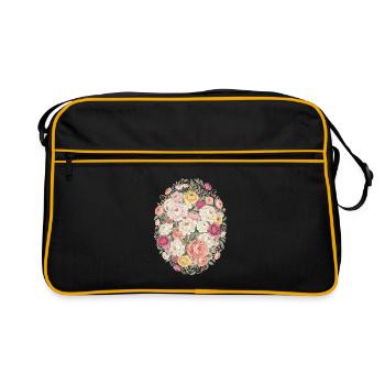 Bouquet ovale de roses en fleurs pastel - Sac Retro - noir/or - Devant