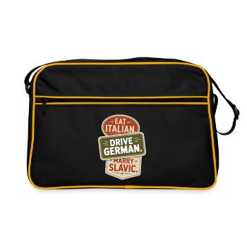 Eat Italian Drive German Marry Slavic Balkan Auto - Retro Bag - black/gold - Front
