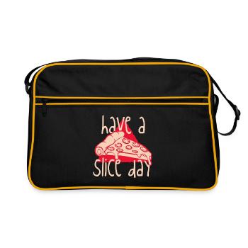 Hab einen Slice Day - Retro Tasche - Schwarz/Gold - Vorne