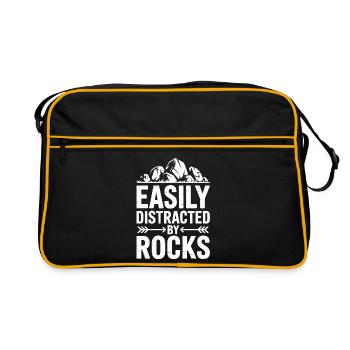 Steine Sprüche Steine Lustiges Steine Geschenk - Retro Tasche - Schwarz/Gold - Vorne