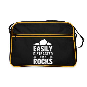 Steine Sprüche Steine Lustiges Steine Geschenk - Retro Tasche - Schwarz/Gold - Vorne