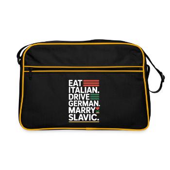 Eat Italian Drive German Marry Slavic Balkan Auto - Retro Bag - black/gold - Front