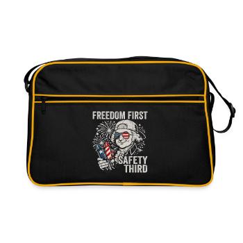 Freiheit zuerst, Sicherheit an dritter Stelle – Jo - Retro Tasche - Schwarz/Gold - Vorne