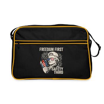 La liberté d’abord, la sécurité troisièmement, le jambon - Sac Retro - noir/or - Devant