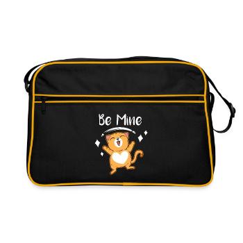 Sois à moi, chat, délice, cœur, chaton amoureux - Sac Retro - noir/or - Devant