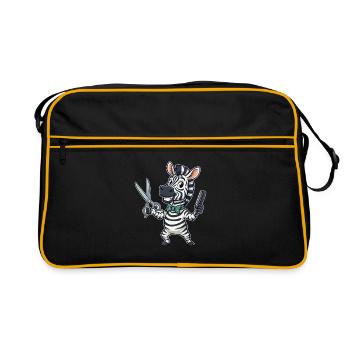 Zebra Hairdresser Cartoon - Retro Bag - black/gold - Front