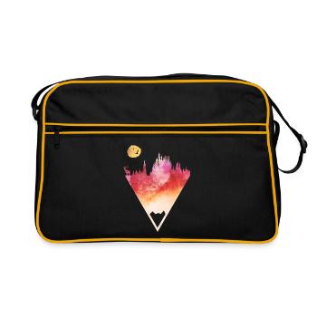 Watercolor Forest Deer Geometric Art - Retro Bag - black/gold - Front